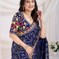 Blue Vichitra Silk Bandhani Printed, Embroidery Work Saree - Ditya