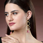 NVR Women's Gold-Polished Mother of Pearl Handcrafted Drop Earrings - Swadesiicart