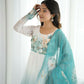 Joban Fashion Aqua Blue Kurta Set Organza Sequin Embroidery Work - Swadesiicart