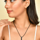 VOJ Women Black -Toned Stainless Steel Rhodium Plated Chain With Pendant Beads Chain | Swadesiicart