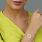 Peryl Women's Green White Gold Tone Kundan Bracelet - Swadesiicart