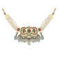 Peryl Women's Pastel Blue And Pink Tanjore Beaded Handcrafted Kundan Necklace With Earrings - Swadesiicart