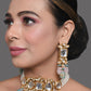 Peryl Women's Pastel Blue And Pink Tanjore Beaded Handcrafted Kundan Necklace With Earrings - Swadesiicart