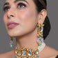 Peryl Women's Pastel Blue And Pink Tanjore Beaded Handcrafted Kundan Necklace With Earrings - Swadesiicart
