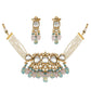 Peryl Women's Pastel Blue And Pink Tanjore Beaded Handcrafted Kundan Necklace With Earrings - Swadesiicart