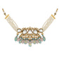 Peryl Women's Pastel Blue And Pink Tanjore Beaded Handcrafted Kundan Necklace With Earrings - Swadesiicart