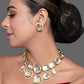 Peryl Women's Kundan Inspired Necklace With Earrings - Swadesiicart