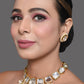 Peryl Women's Kundan Inspired Necklace With Earrings - Swadesiicart