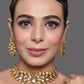 Peryl Women's Gold Tone Kundan Inspired Necklace With Earrings - Swadesiicart
