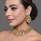 Peryl Women's Gold Tone Kundan Inspired Necklace With Earrings - Swadesiicart