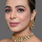 Peryl Women's Gold Tone Kundan Inspired Necklace With Earrings - Swadesiicart