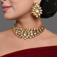 Peryl Women's Gold Tone Kundan Inspired Necklace With Earrings - Swadesiicart
