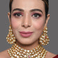 Peryl Women Gold Toned Kundan Necklace With Earrings(2 Pc Set) - Noz2Toz