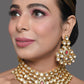 Peryl Women Gold Toned Kundan Necklace With Earrings(2 Pc Set) - Swadesiicart