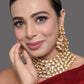 Peryl Women Gold Toned Kundan Necklace With Earrings(2 Pc Set) - Swadesiicart