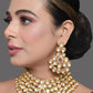 Peryl Women Gold Toned Kundan Necklace With Earrings(2 Pc Set) - Swadesiicart