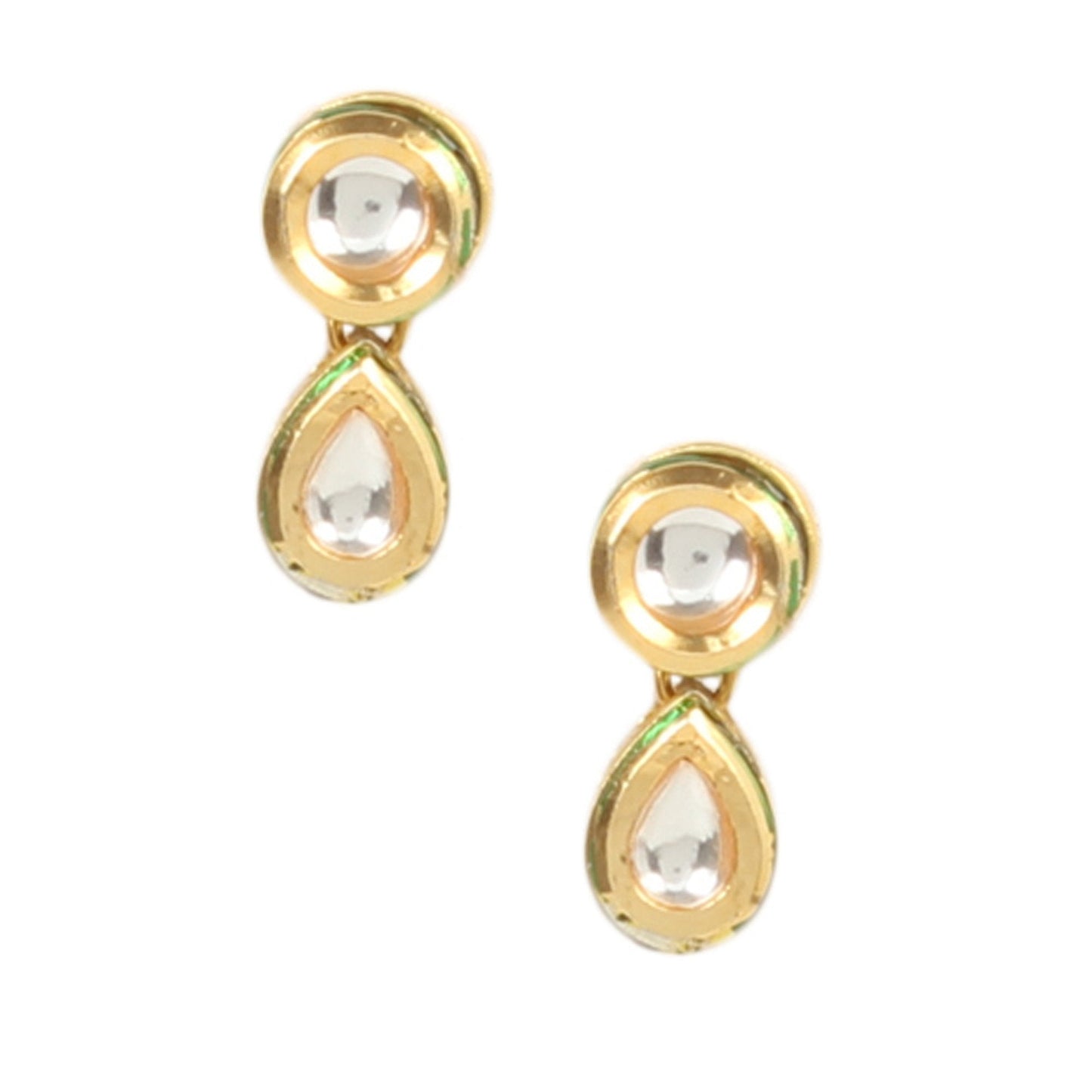 Peryl Women's White Gold Tone Kundan Necklace With Earrings - Swadesiicart