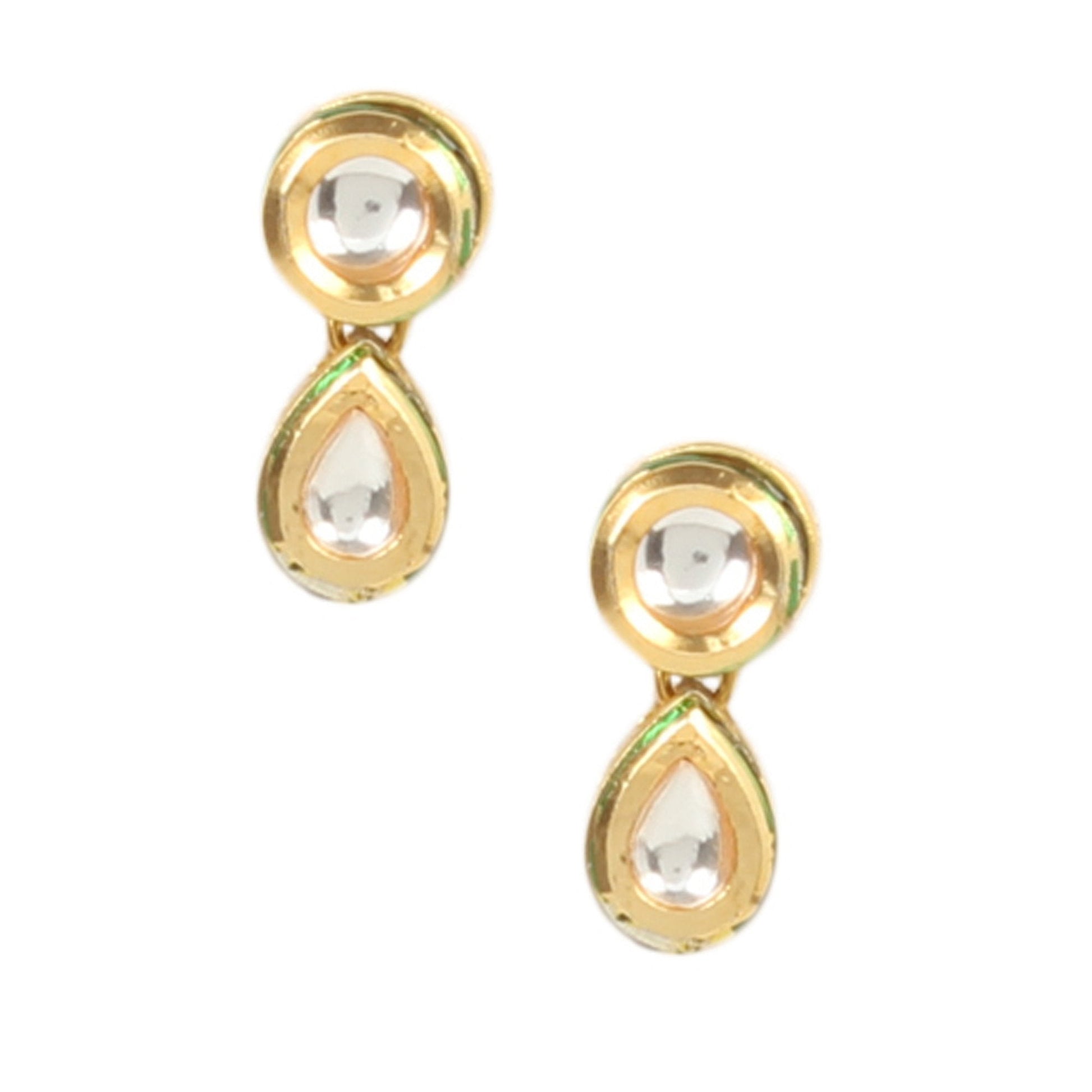 Peryl Women's White Gold Tone Kundan Necklace With Earrings - Swadesiicart