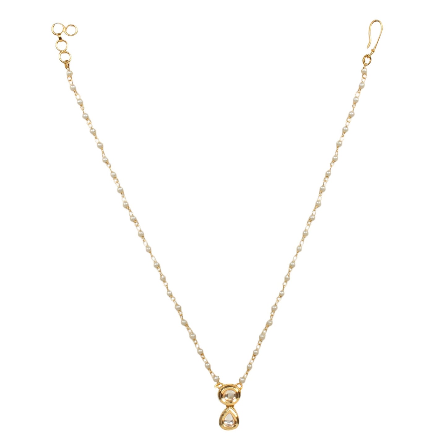 Peryl Women's White Gold Tone Kundan Necklace With Earrings - Swadesiicart