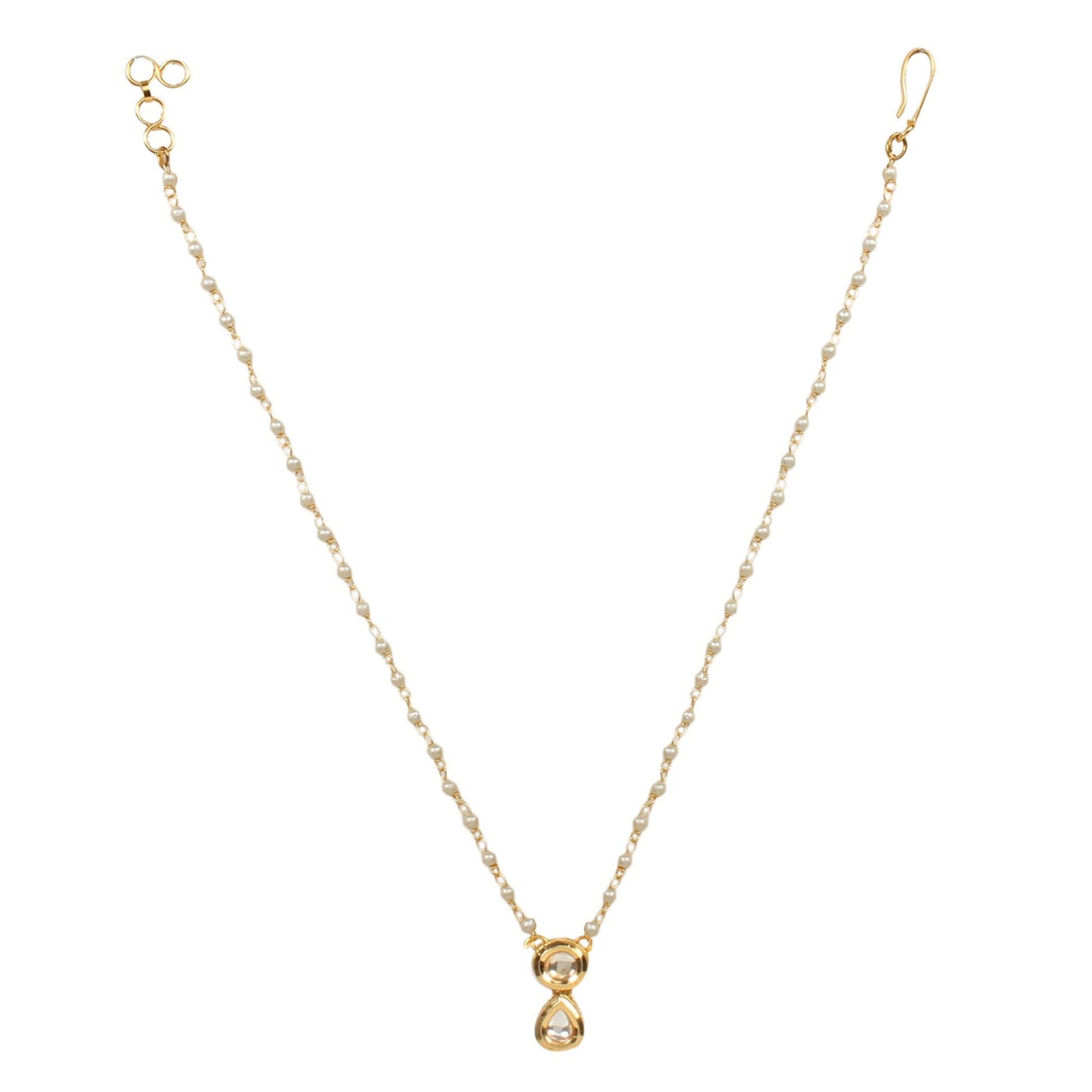 Peryl Women's White Gold Tone Kundan Necklace With Earrings - Swadesiicart
