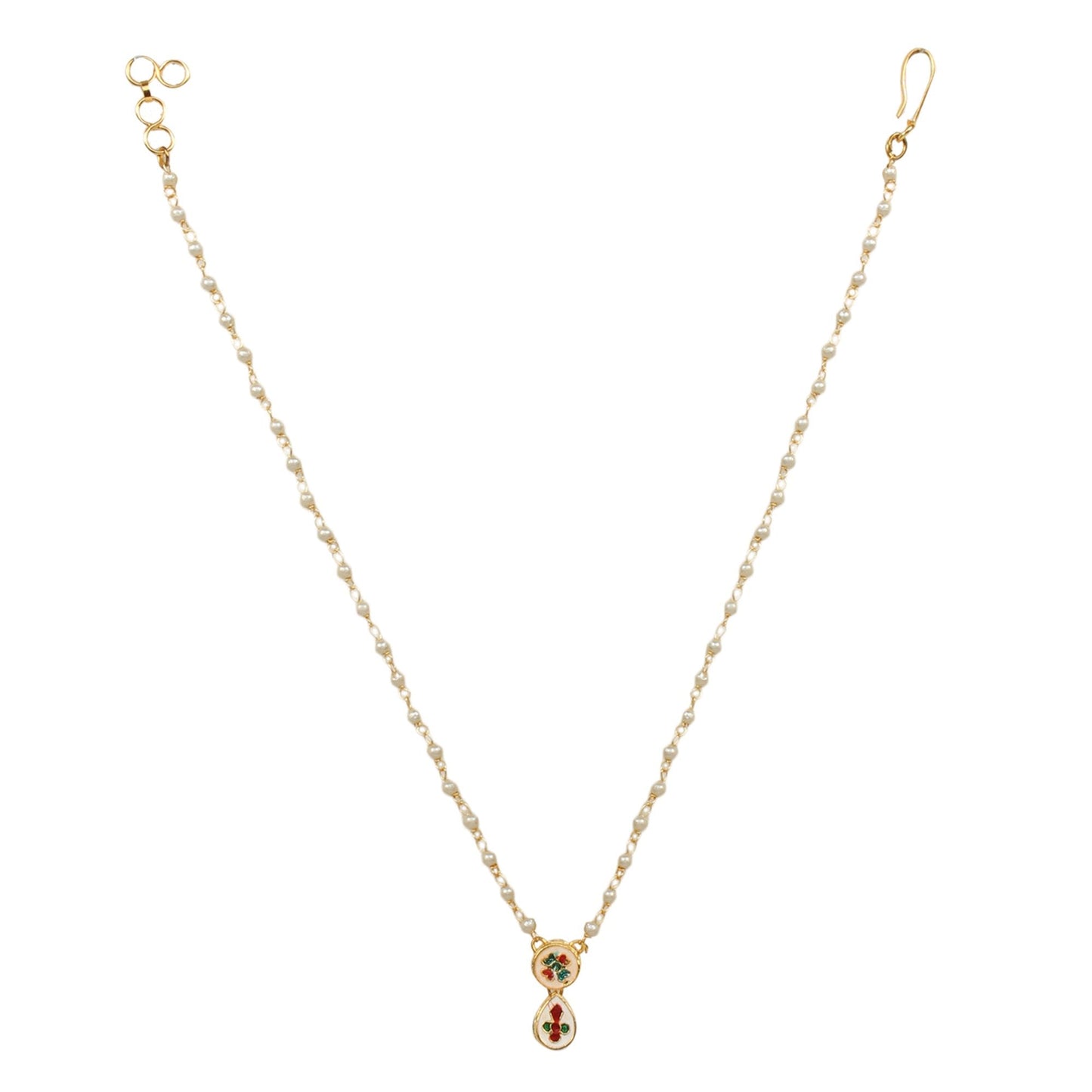 Peryl Women's White Gold Tone Kundan Necklace With Earrings - Swadesiicart