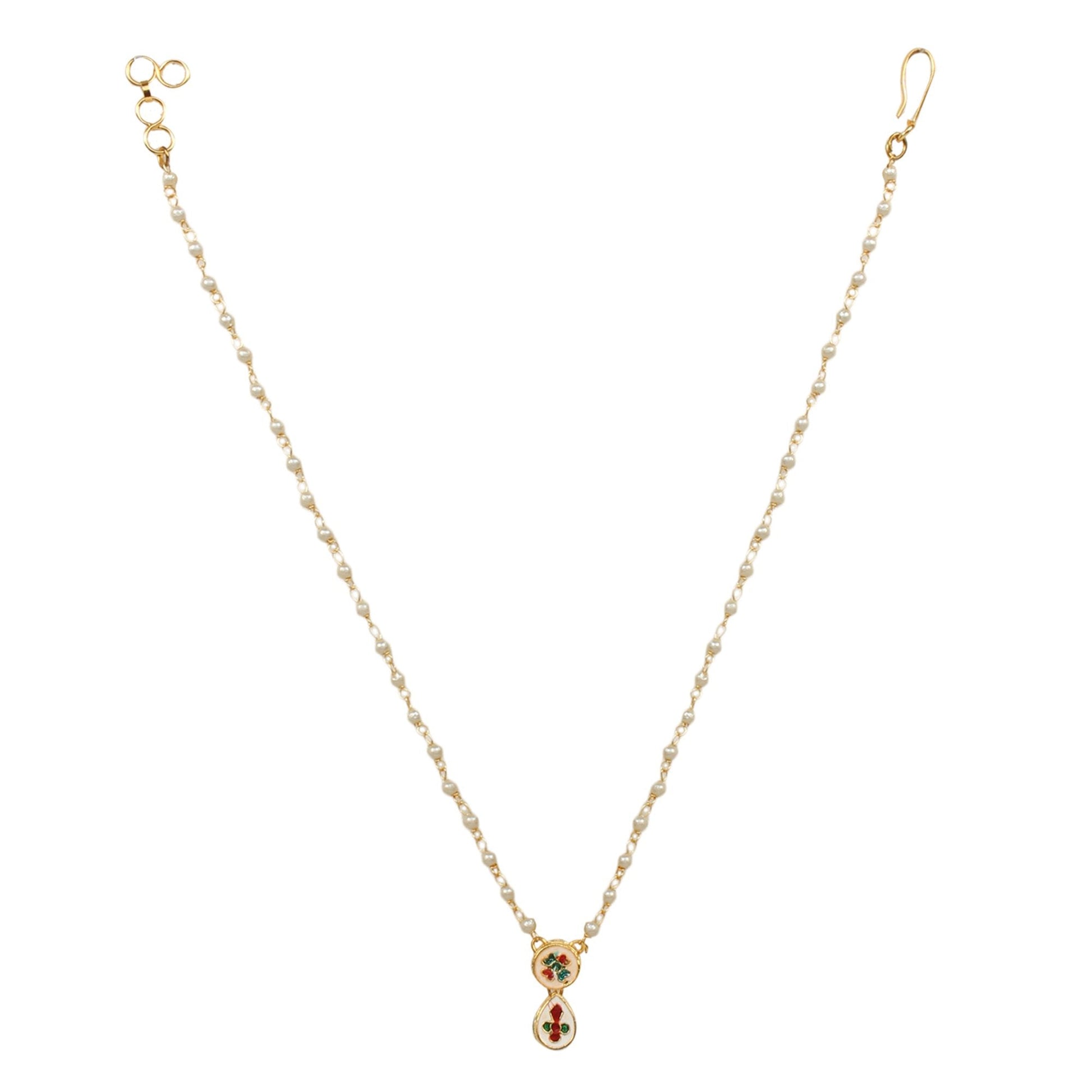 Peryl Women's White Gold Tone Kundan Necklace With Earrings - Swadesiicart