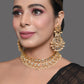 Peryl Women's Gold Tone Kundan Necklace With Earrings - Swadesiicart