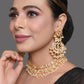 Peryl Women's Gold Tone Kundan Necklace With Earrings - Swadesiicart