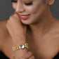 Peryl Women's Gold Toned White Kundan Charm Bracelet - Swadesiicart