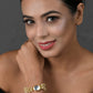 Peryl Women's Gold Toned White Kundan Charm Bracelet - Noz2Toz