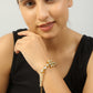 Peryl Women's Floral Kundan Gold Tone Bracelet With Multicolor Beads - Noz2Toz