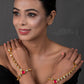 Peryl Women's Red Gold Toned Royal Kundan Hathphool - Swadesiicart