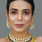 Peryl Women Beaded Kundan Necklace With A Pair Of Earrings(2 Pc Set) - Swadesiicart
