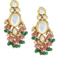 Peryl Women's Pink Green Gold Tone Kundan Necklace With Earrings - Swadesiicart