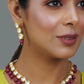 Peryl Women Gold Tone Kundan Necklace With Earrings(2 Pc Set) - Swadesiicart