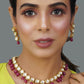Peryl Women Gold Tone Kundan Necklace With Earrings(2 Pc Set) - Swadesiicart