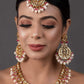 Peryl Women's Pearl & Pink Beaded Gold Tone Kundan Inspired Necklace With Earrings And Maang Tikka - Noz2Toz