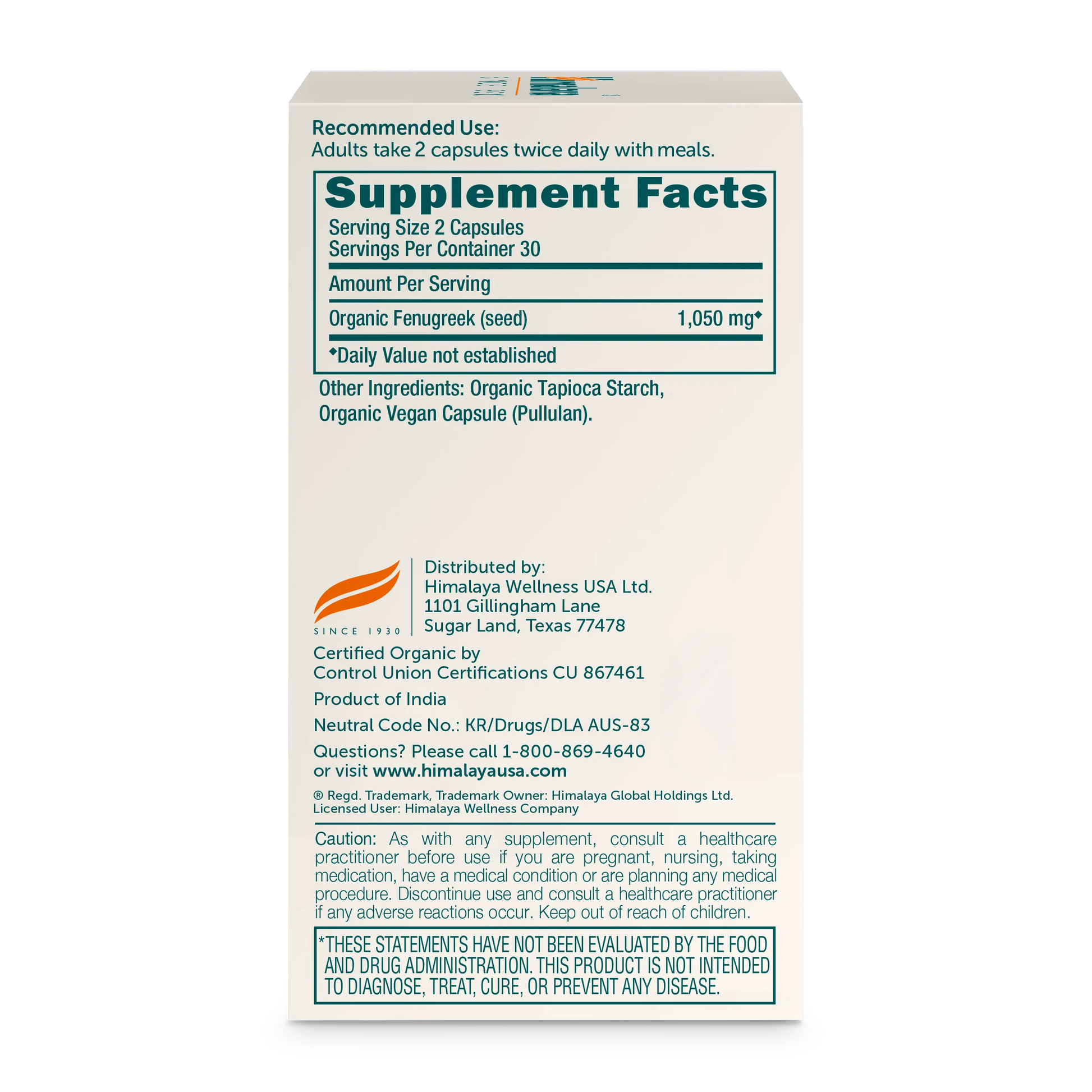 Organic Fenugreek