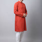 Even Apparels Red Pure Cotton Men's Kurta With Band Collar (CHK1167) | Swadesiicart