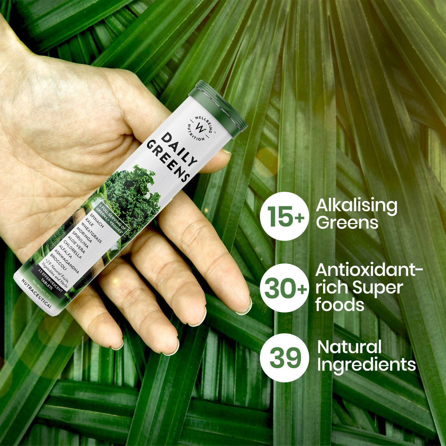 Wellbeing Nutrition Daily Greens Effervescent Tablets - Swadesiicart