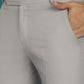 Indian Needle Men's Solid Cotton Formal Trousers - Light-Grey | Swadesiicart