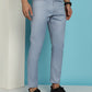 Indian Needle Men's Blue Solid Cotton Casual Trouser - Blue | Swadesiicart