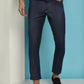 Indian Needle Men's Navy Blue Solid Cotton Casual Trouser | Swadesiicart