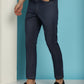 Indian Needle Men's Navy Blue Solid Cotton Casual Trouser | Swadesiicart
