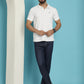 Indian Needle Men's Navy Blue Solid Cotton Casual Trouser | Swadesiicart