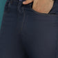 Indian Needle Men's Navy Blue Solid Cotton Casual Trouser | Swadesiicart