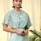 Blue Satin Solid Ready to wear Saree with stitched Blouse - Vanita | Swadesiicart