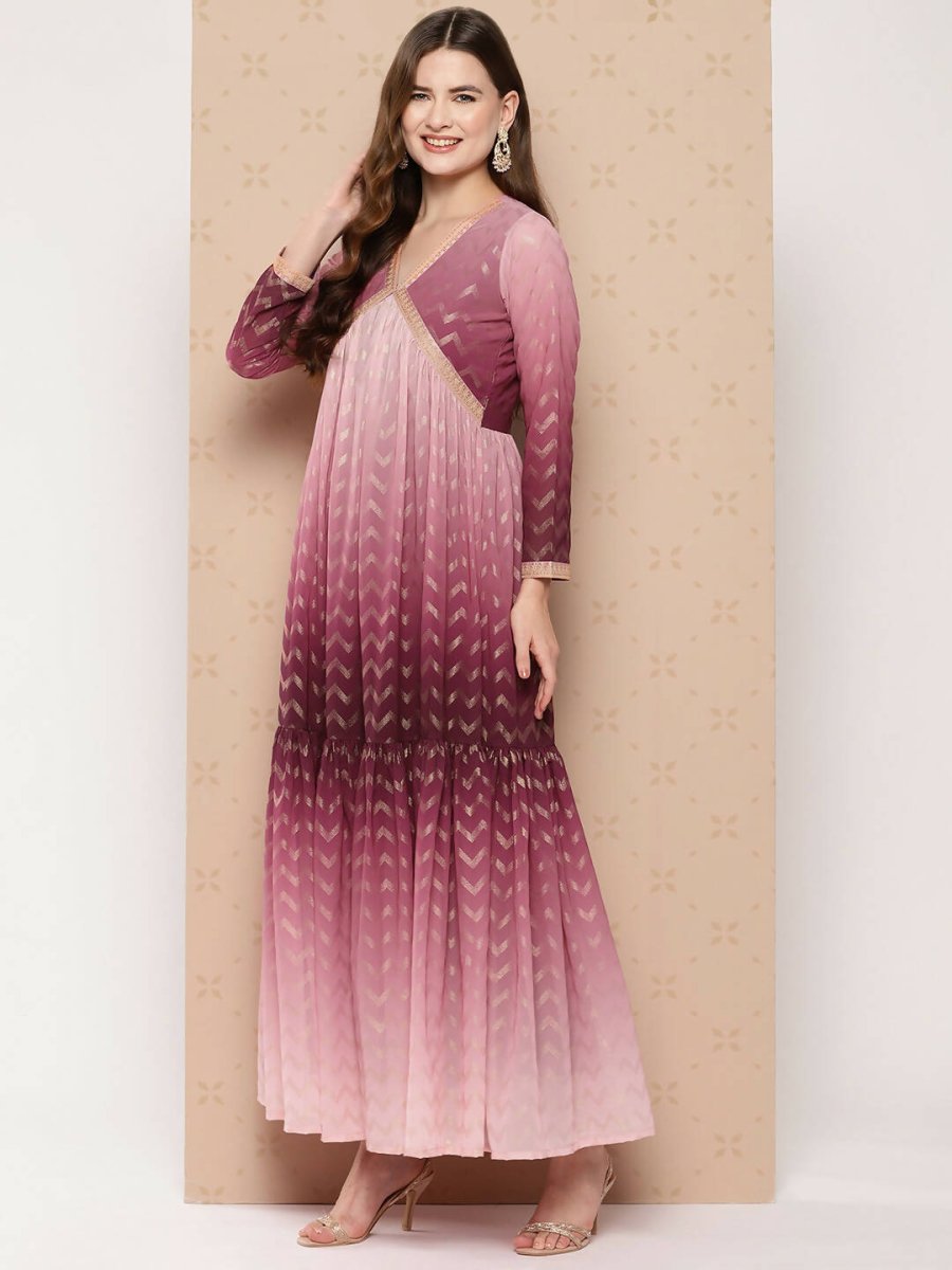 Ahalyaa Women's Traditional wear Ethnic Dress - Burgundy | Swadesiicart