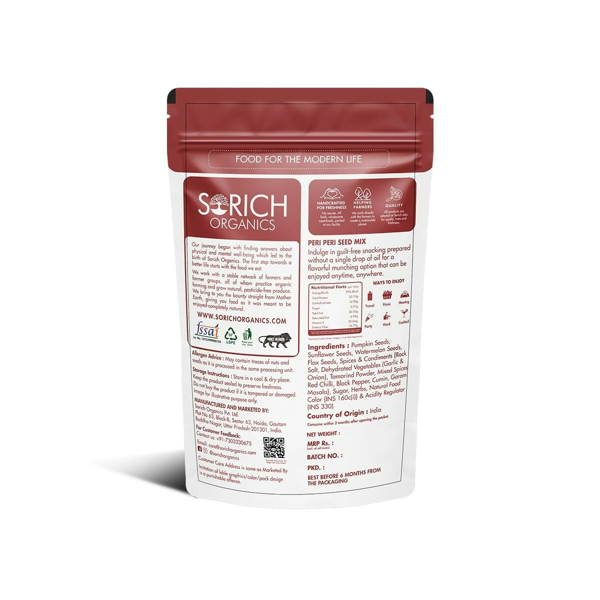 Sorich Organics Peri Peri Seed Mix - Swadesiicart