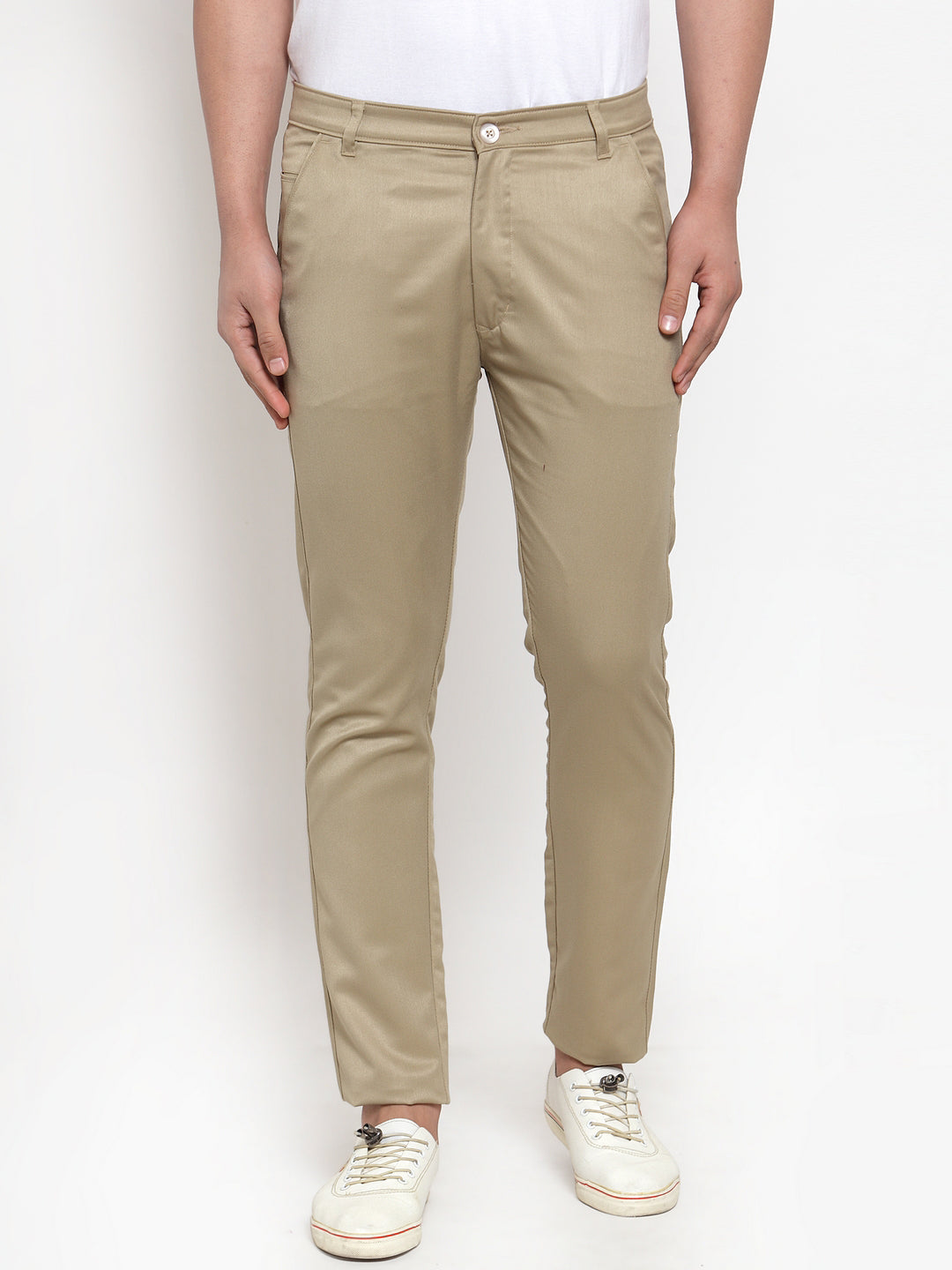 Jainish Men Beige Slim Fit Formal Trousers ( FGP 253Beigexxx ) | Swadesiicart